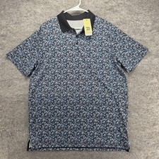 All In Motion Polo Shirt Mens L Black Floral Texture Polo Moisture Wicking
