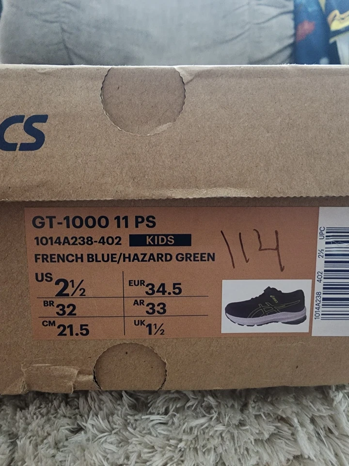 Asics GT-1000 11 PS Azul/Verde Talla 2.5 Juvenil/4.5 Mujer. ¡NUEVO! Foto 2 de 4