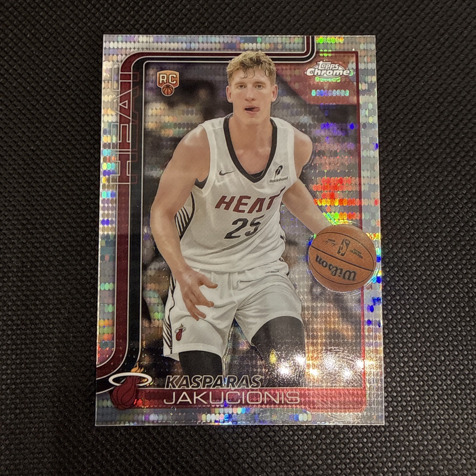 2025-26 Topps Chrome #270 Kasparas Jakucionis Prism Refractor RC Miami Heat