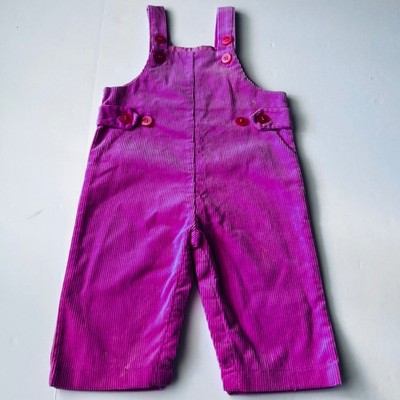 Vintage Hearts & Flowers Pink Corduroy Overalls 9M Adjustable Cotton