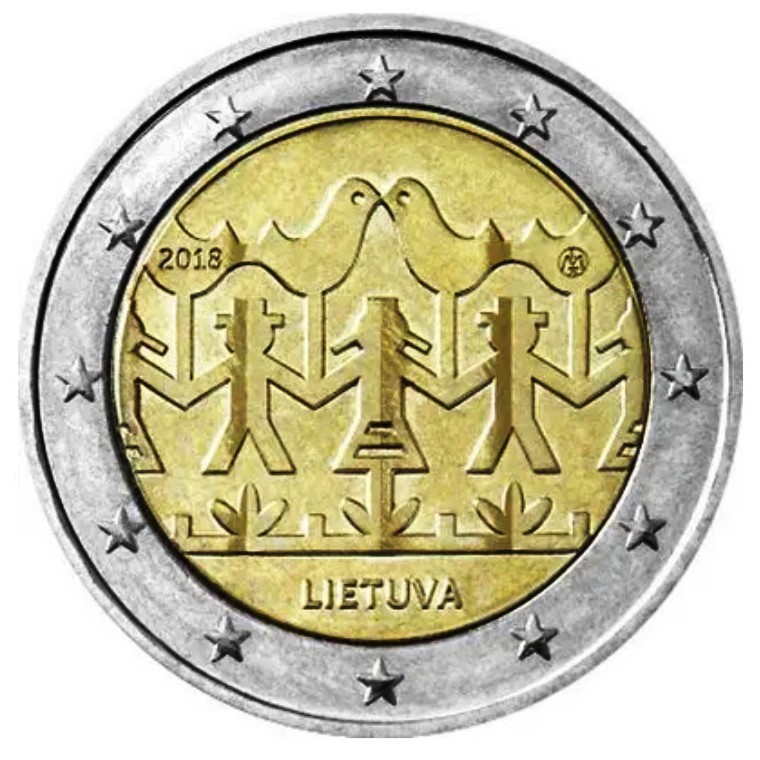 2 Euro Lituanie 2018 Chants et danses Commémorative UNC