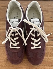 rag bone women s Burgundy White Lace Up Leather Suede Low Top Sneakers