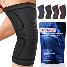 UFlex Athletics Compression Knee Brace for Women  Men Neoprene Large, Black