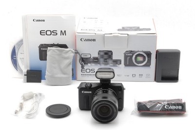  Canon EOS M 18.0MP Mirrorless Digital Camera black + 18-55mm lens JAPAN [MINT]