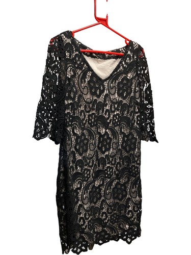 Jaeger, Jaeger Black Lace Floral Dress Short Sleeve - Size 12 New With Tags