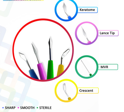 Ophthalmic Blade for Retinal Surgery Keratome Crescent MVR Lance Tip Pack of 40