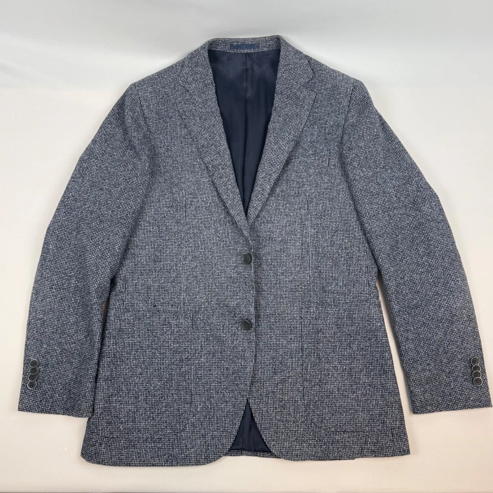 SUITSUPPLY Men's 42R 2 Button Navy White Baby Alpaca Cotton Full Suit - Image 3 of 4