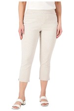 Susan Graver Printed Uptown Stretch Slim Leg Crop Pant Sandstone/White