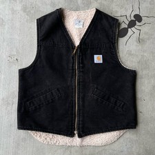 Vintage Y2K Carhartt V03 BLK black work wear Sherpa lined vest