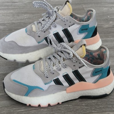 adidas Nite Jogger Reflective White Black Teal Peach Mesh Suede Men's Sneakers
