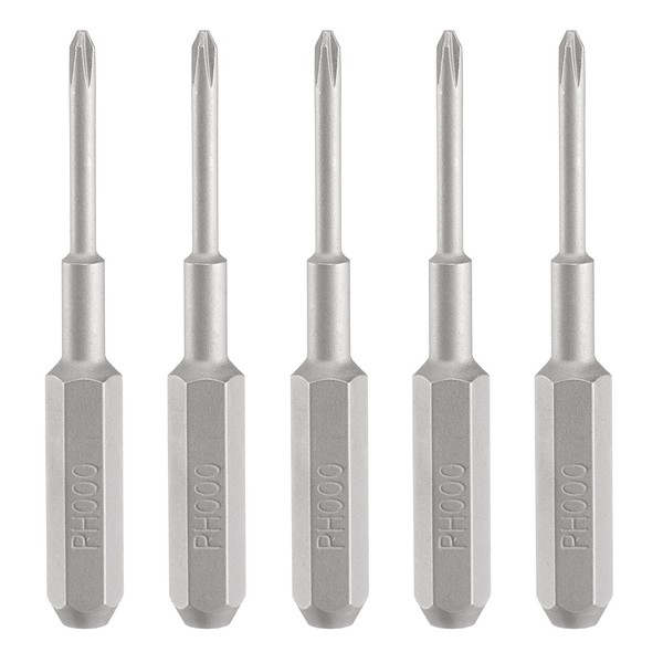 "5 StüCk PH000 Phillips Schraubendreher Bit 5/32\" Schaft 35Mm LäNge Magnetische"-image