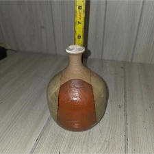 Vtg 70s Studio Pottery Vase Mid Cetury Modern Artist Sined Primative Folk Art
