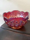 Vintage Carnival Glass Bowl  Red Orange Iridescent