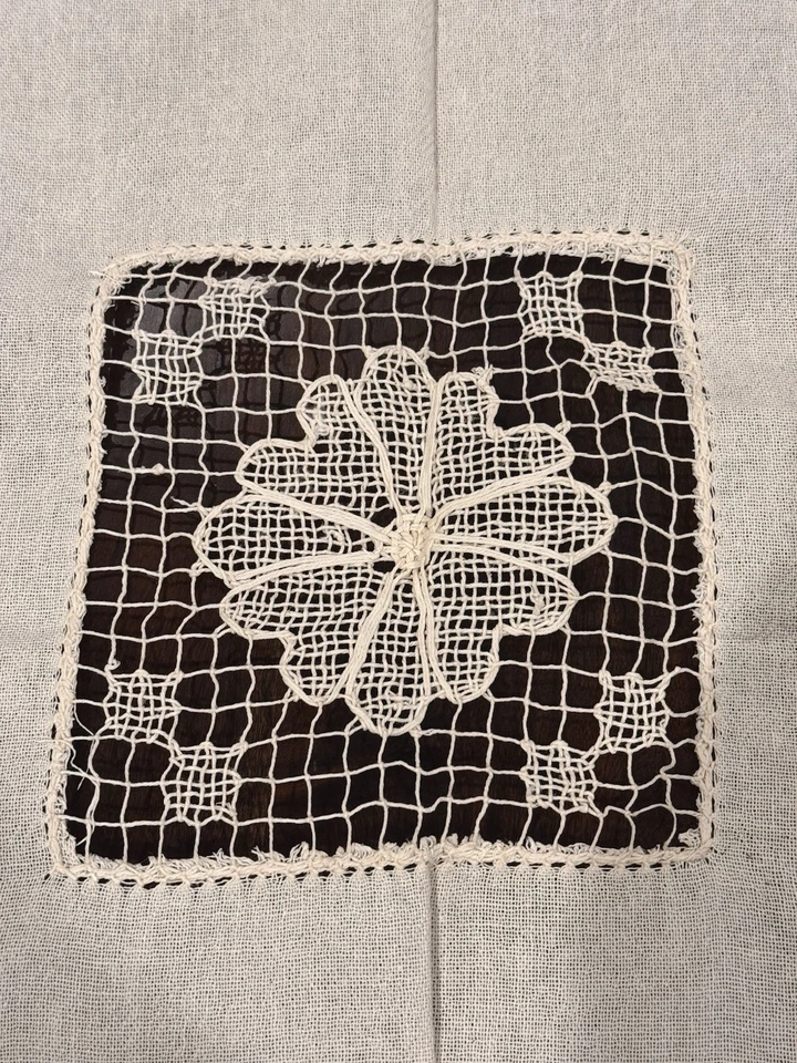 Vintage Linen Handmade Crochet Lace Tablecloth Table 50x75” - Image 3 of 4