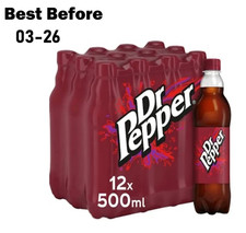 Image of 12X500ml Dr Pepper Bottles BBE 03-26 RRP £30 Sale price £10.49 free S