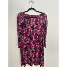 Tommy Hilfiger Womens Floral Long Sleeve Sheath Dress Pink Purple Grey Size 12