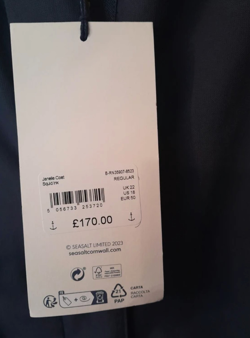 Seasalt Cornwall, janelle coat, navy, size 22 regular image 6