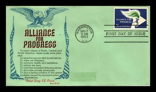 US COVER ALLIANCE FOR PROGRESS FIRST DAY ISSUE SCOTT 1234 KHOL KRAFT CACHET