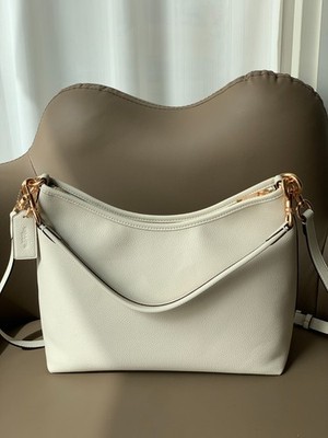 COACH CR148 レザー 2WAY ローレル ショルダーバッグ シボ革 COACH CR148 Laurel Shoulder Bag Soft Pebble Leather Chalk Outlet