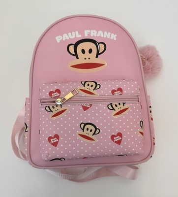 New Paul Frank Julius Monkey Mini Backpack Pink Polka Dot Y2K Kidcore Pom Pom