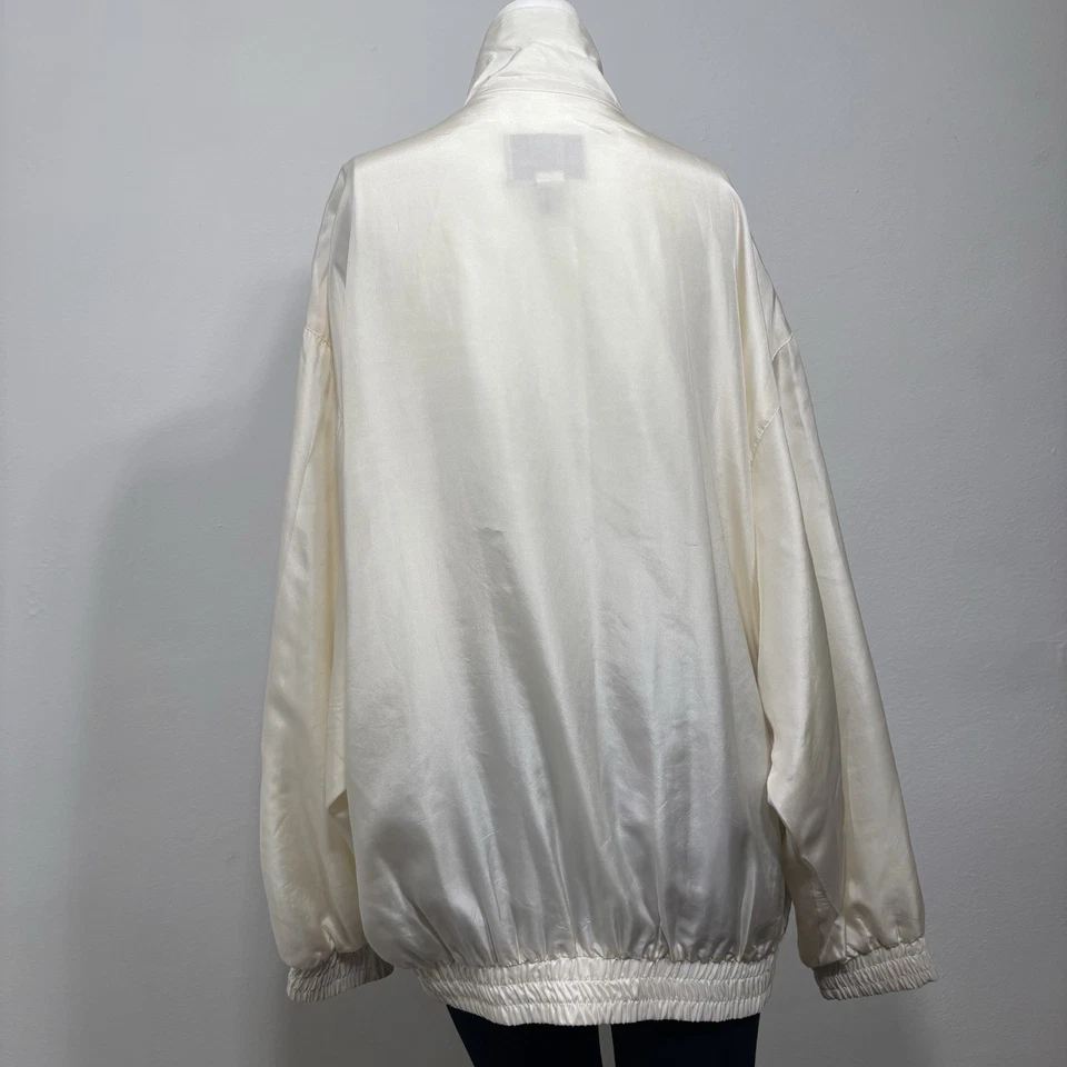 Chaqueta De Colección Oleg Cassini Marfil Con Cuentas Seda Grande Declaración Artística Retro Años 70 80 Foto 2 de 4