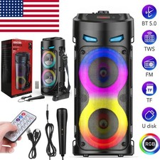 LOUD Portable Bluetooth Speaker Dual Sub Woofer Heavy Bass Sound System Party US