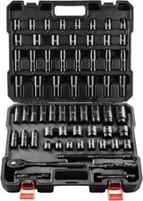 VEVOR Impact Sockets Set 65pcs 6-Point 1/2in Drive Bit Ratchet Tool Kit Case