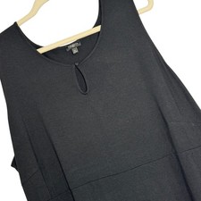 Talbots Sleeveless Maxi Dress Women 3X Black Keyhole Neck Cotton Modal Stretch