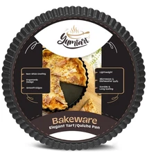 YUMTART 9 Inch Tart Pan with Removable Bottom – Non-Stick 9*1.1 inch, Black 