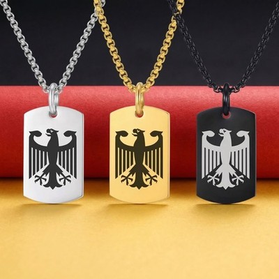Großer Deutschland Adler Bundesadler Anhänger mit robuster Kette 60cm Edelstahl