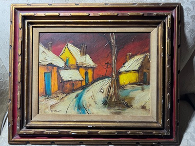 #ad Henry Vallon quot;Rural Homes And Landscape Scenequot; Oil Painting Signed And Framed $225.88