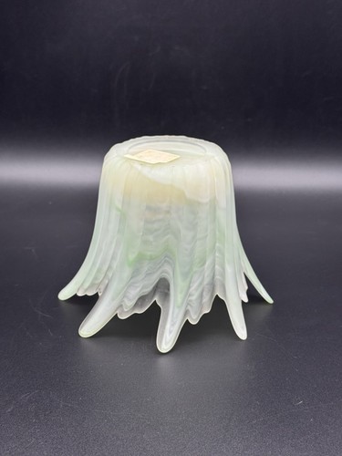 Vintage VIETRI Moon Glass Vase Art Deco Lime Green Frosted Glass Slag Glass - Picture 6 of 7