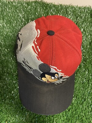 Vintage 90s Mickey Mouse Splash logo Snapback Hat Disney Goofy's