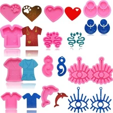Warehouse Price Shiny Mix Shirt Silicone Molds Heart Snake Earring Epoxy Resin M