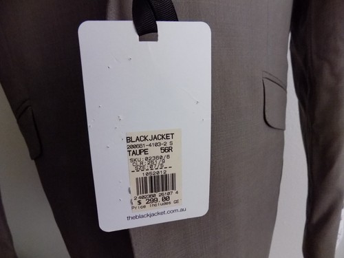 NEW THEBLACKJACKET jacket Only AU Size 56 R Solid Taupe US Sz 46 Fine Men's - Picture 3 of 7
