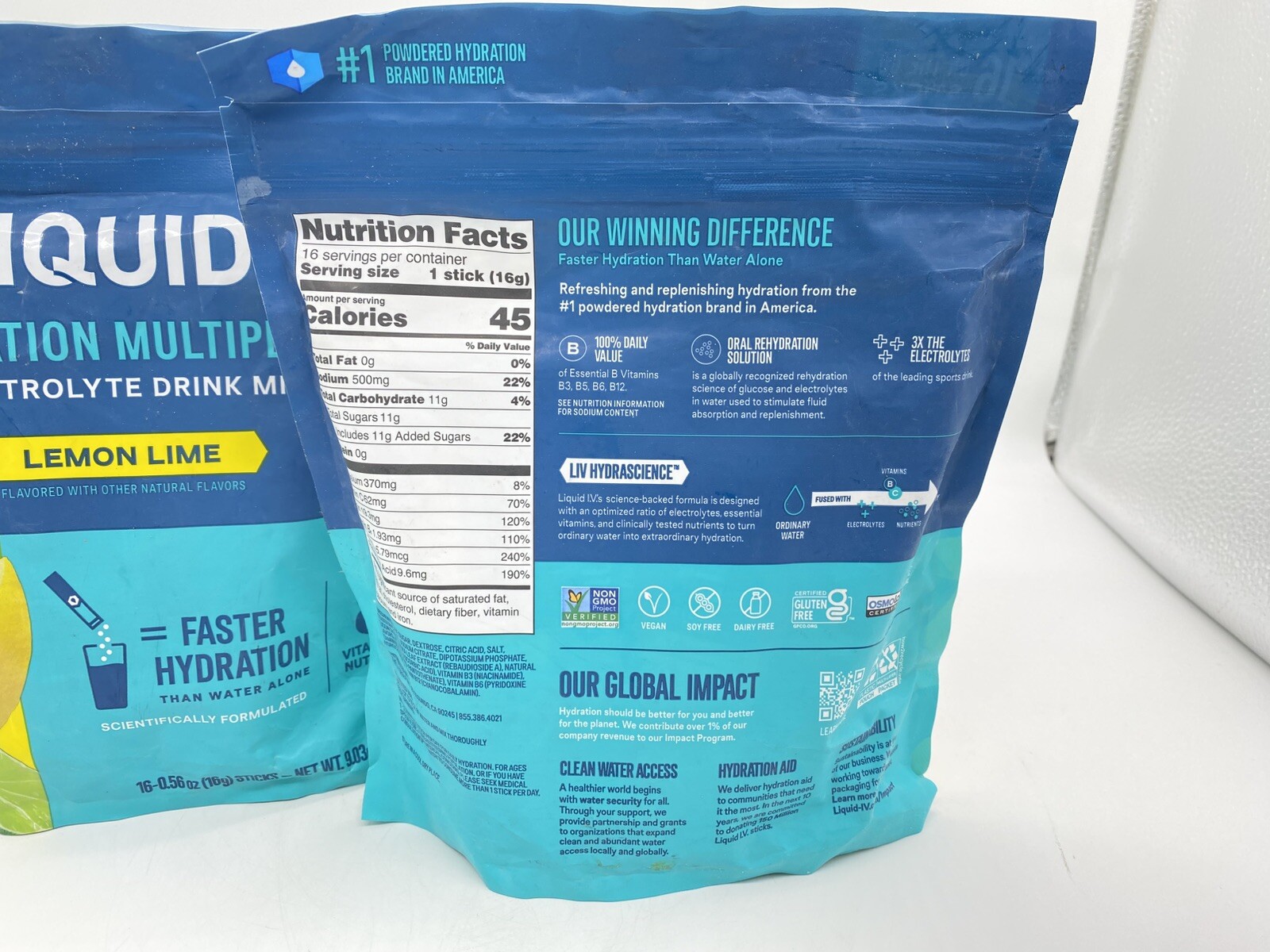 Liquid IV Hydration Multiplier  Limon-Lime 2 Packs of 16 Each - BB:09/2026