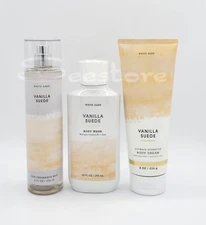 Bath & Body Works Vanilla Suede Body Mist Body Wash & Cream Set of 3 New