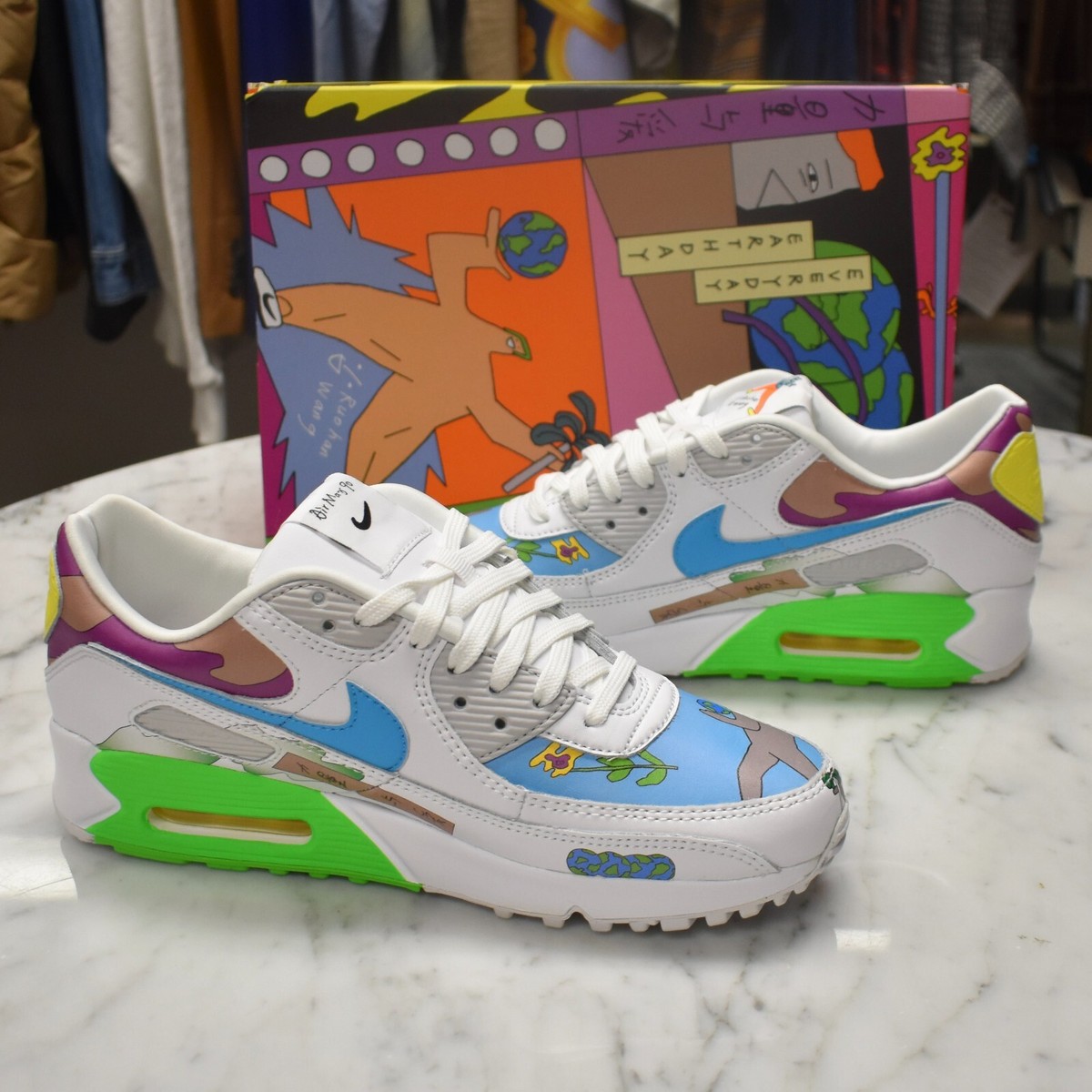 NWT Nike Flyleather Air Max 90 QS Earth Day Ruohan Wang Men's 10