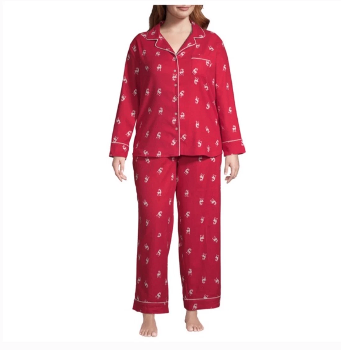 New Womens Plus Size Pajama Set PJs Liz Claiborne Reindeer 1X Cozy Gift