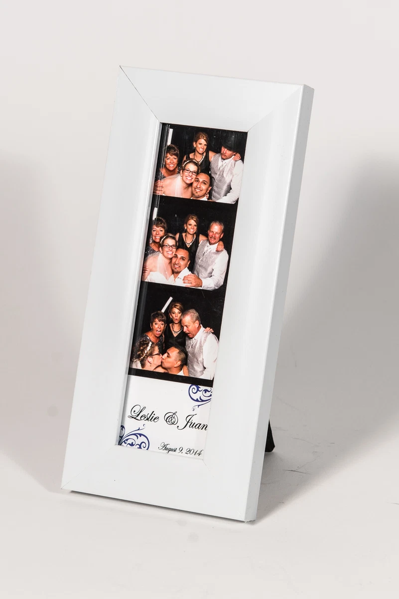 Cornice Inclinata In Acrilico Per Strisce Fotografiche 2x6 - Con Inserti Bianchi Per Cabina Fotografica - Trasparente