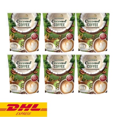 6x Jamsai Cold Pressed Coconut Coffee Instant Powder Mix Drink High Fiber