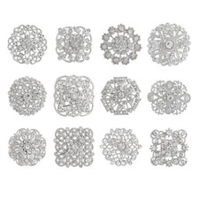 36 Pcs Rhinestone Wedding Bouquet Brooches Bulk Flower Brooch Pins for Crafts