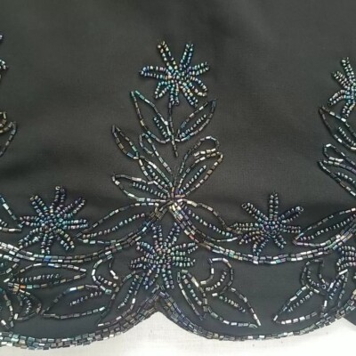 Black Beaded Christmas Blouse Crealine de Daxon Christmas Top Lined Beaded UK 12