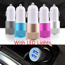 12Pcs Aluminium Shell Superior Speed Dual Ports USB Power Adapter Car Charger 