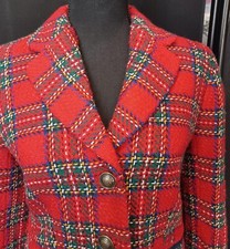 TALBOTS RED PLAID WOOL BLAZER SIZE 2 3004 