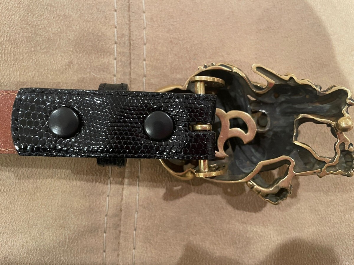 RARE!! Kieselstein-Cord Art Bronze Dragon Buckle With Black 