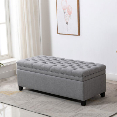 Padded Storage Ottoman Entrance Hallway Shoe Bench Linen