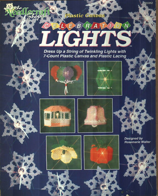 CELEBRATION LIGHTS 7 TWINKLING SETS HOME DECOR PLASTIC CANVAS PATTERN BOOK
