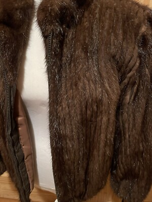 Saga Mink Coat Genuine Brown Luxury Denmark Zip Up Size Medium