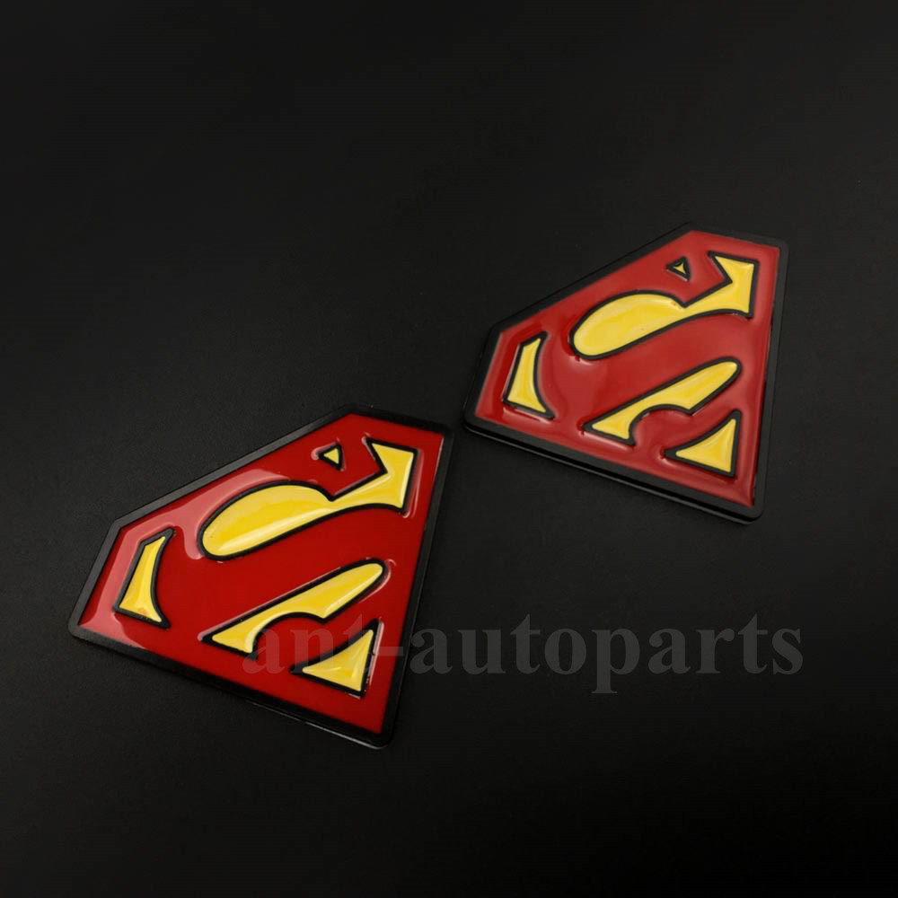 2pcs Metal Chrome Superman Logo Badge Trunk Emblem Decal Stickers